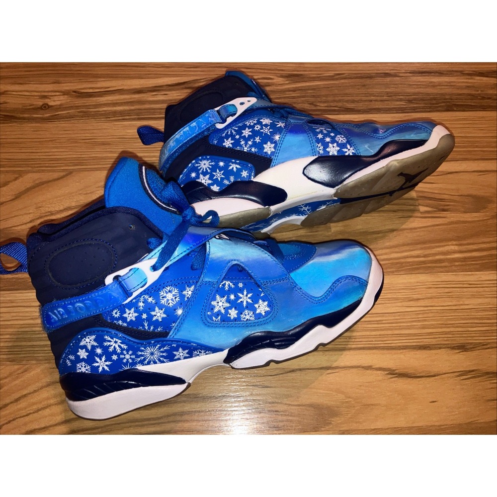 Air Jordan 8 Retro Snowflake GS Shoe Size 6Y Blue 305368-400 Preowned
